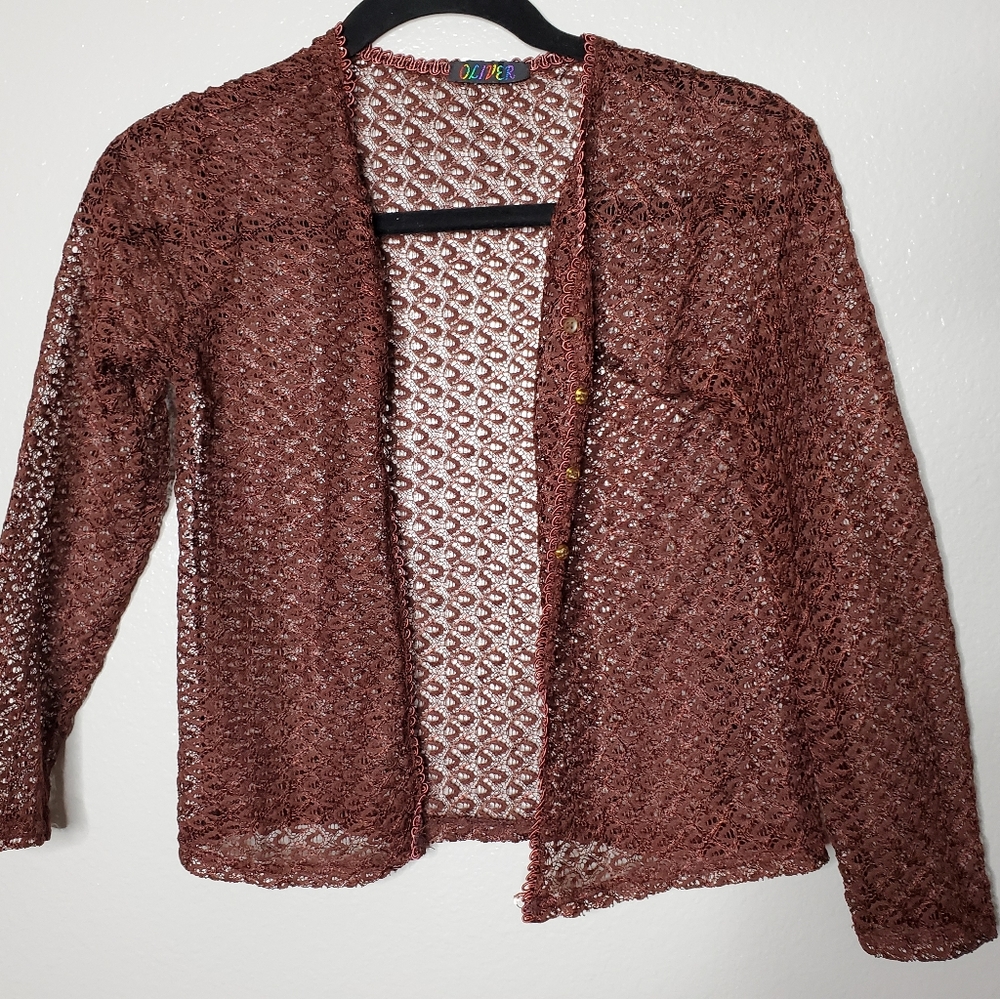 Brown embroidered blazer